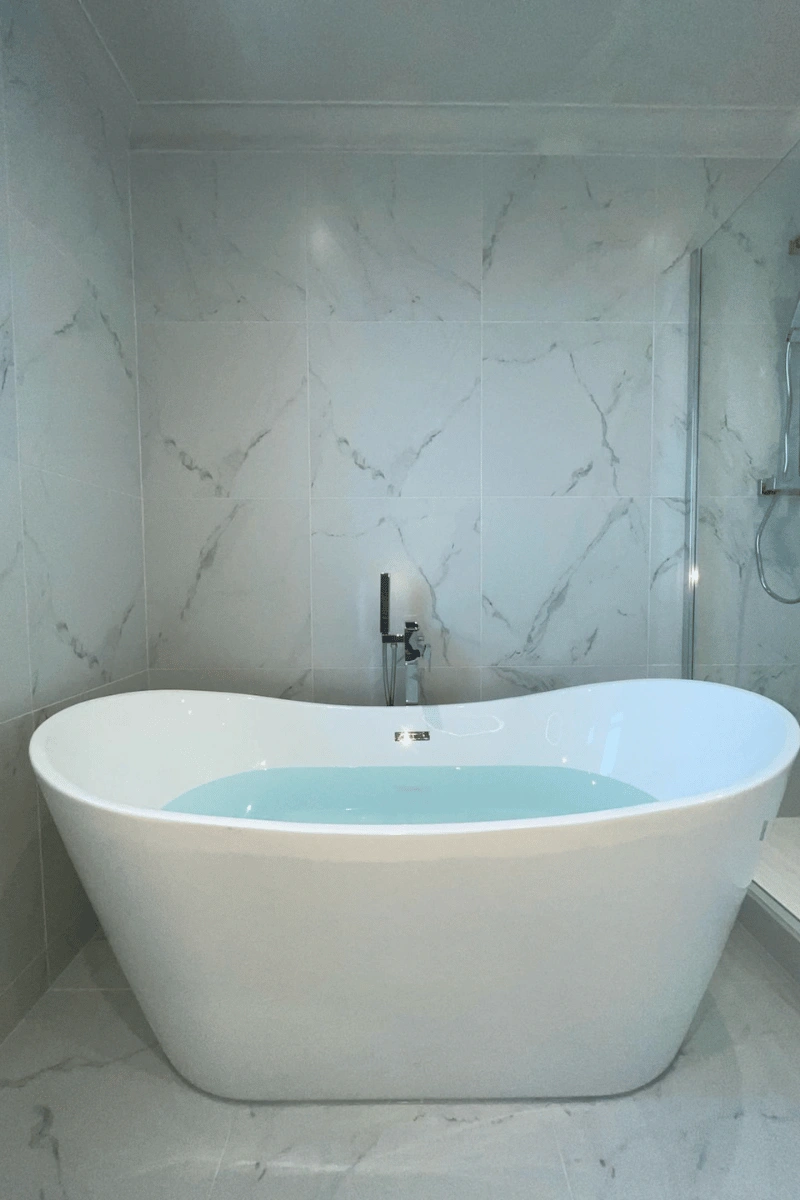 Bathroom Projects large bath tub installed